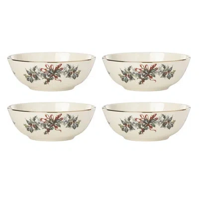 Lenox Winter Greetings Place Setting Bowls, Set Of 4 In Red,green,white
