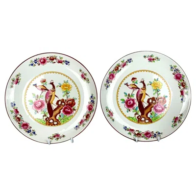 Pre-owned Lenox's Ceramic Art Company A Pair Of Pottery Plates In The "old Chelsea" Pattern Made United States C. 1890 In Sand
