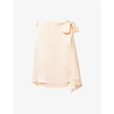 L.e.n.y. Womens Champagne Romance Silk Midi Skirt In Gold