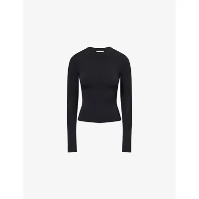L.e.n.y. Womens Jet Black Vesper Long-sleeve Jersey Top