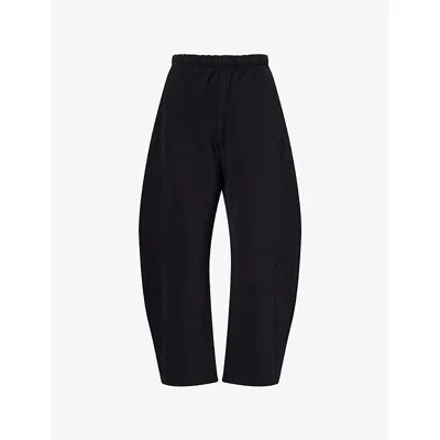 L.e.n.y. Womens Jet Black Horseshoe Brand-embroidered Cotton Jogging Bottoms