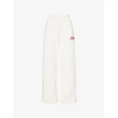 L.e.n.y. Womens Pearl 90's Wide-leg Cotton Jogging Bottoms In White