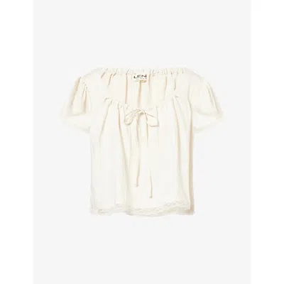 L.e.n.y. Womens Pearl Nunu Lace-trim Woven Top Xs In White