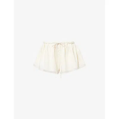 L.e.n.y. Womens Pearl Nunu Lace-trimmed Woven Shorts In White