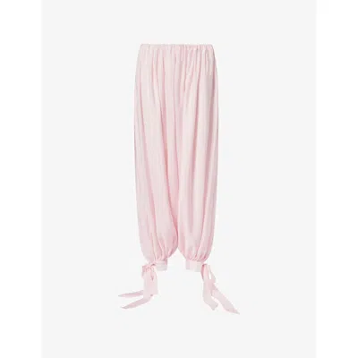 L.e.n.y. Womens Powder Pink Balloon Tie-wrap Woven Trousers