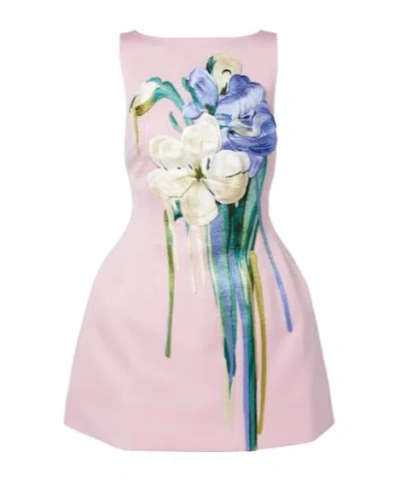 Leo Ali Floral-appliqué Minidress In Pink