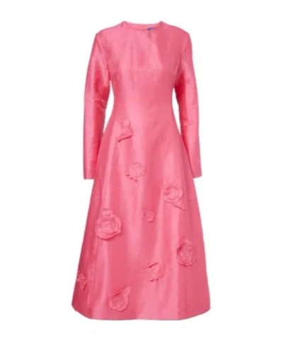 Leo Amira Floral-appliqué Cocktail Dress In Pink