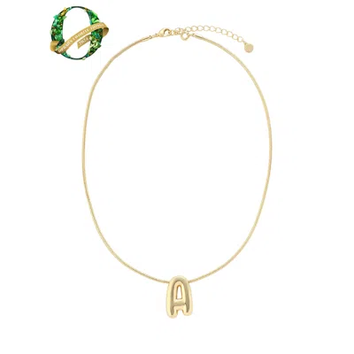 Leo & Luca Women's Gold Large Balloon Initial Necklace