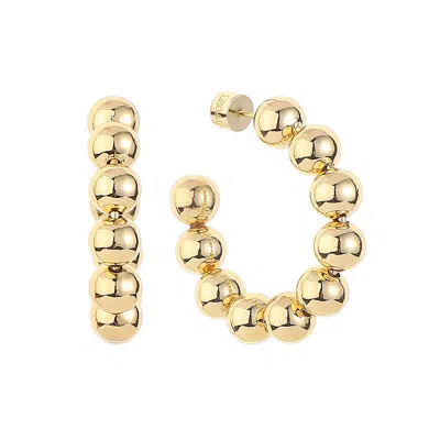 Leo & Luca Women's Golden Bead Hoop Earrings