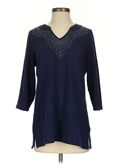 Pre-owned Leo & Nicole 3/4 Sleeve T-shirt In Blue