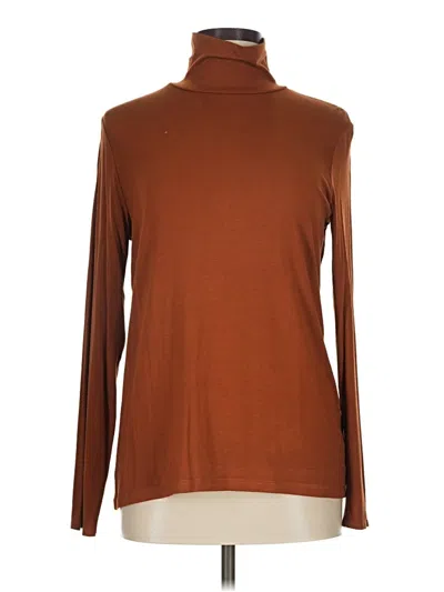 Pre-owned Leo & Nicole Long Sleeve Top Brown Turtleneck Tops