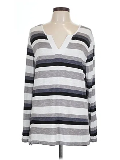 Pre-owned Leo & Nicole Long Sleeve Top Gray V-neck Tops