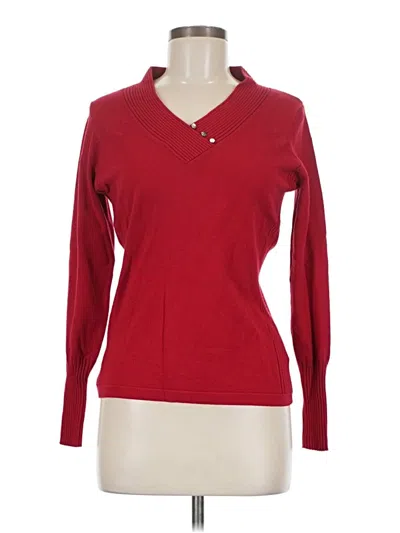 Pre-owned Leo & Nicole Long Sleeve Top Red V-neck Tops