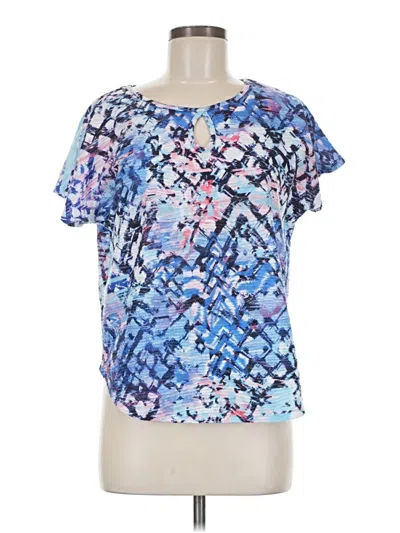 Pre-owned Leo & Nicole Short Sleeve Blouse In Blue