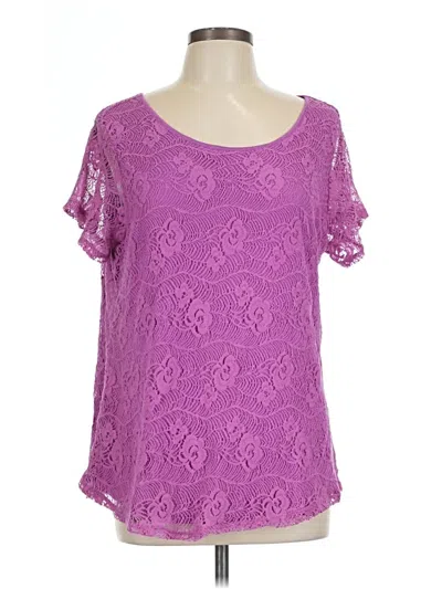 Pre-owned Leo & Nicole Short Sleeve Blouse In Purple