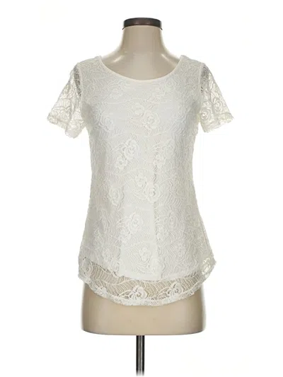 Pre-owned Leo & Nicole Short Sleeve Top Ivory Scoop Neck Tops In White