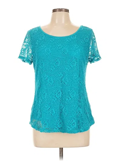 Pre-owned Leo & Nicole Short Sleeve Top Teal Scoop Neck Tops