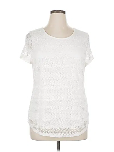 Pre-owned Leo & Nicole Short Sleeve Top White Crew Neck Tops