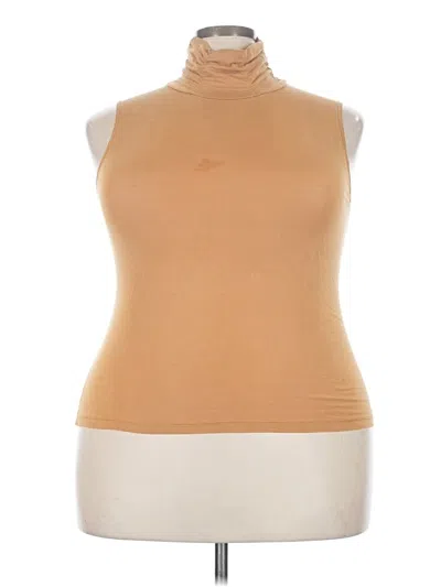 Pre-owned Leo & Nicole Sleeveless Top Tan Turtleneck Tops