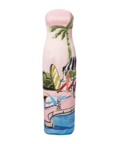 Leo Ava Beaded Printed Corset Dress In Pink