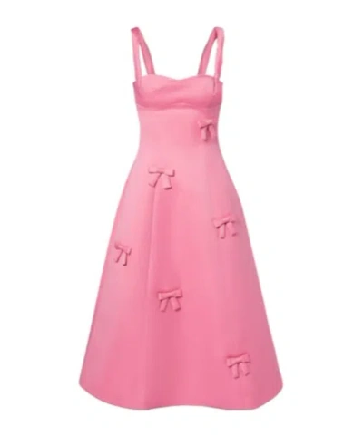 Leo Beatrice Bow-detail Midi Dress In Pink