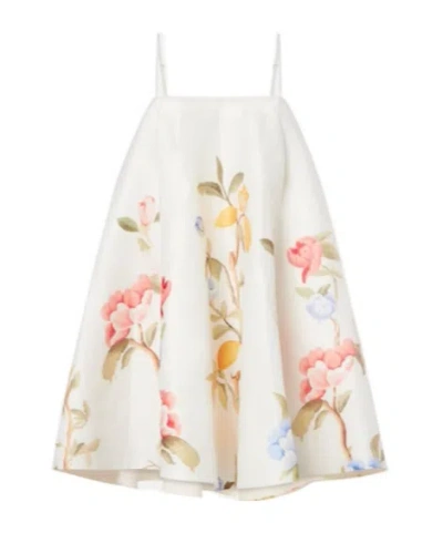 Leo Caitlin Floral Linen-blend Minidress In White