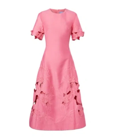 Leo Caroline Laser-cut Midi Dress In Pink