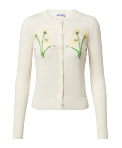 Leo Claire Embellished Wool And Cashmere Cardigan In White