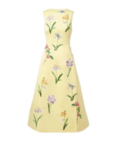Leo C Beaded Floral Midi Dress In Multi