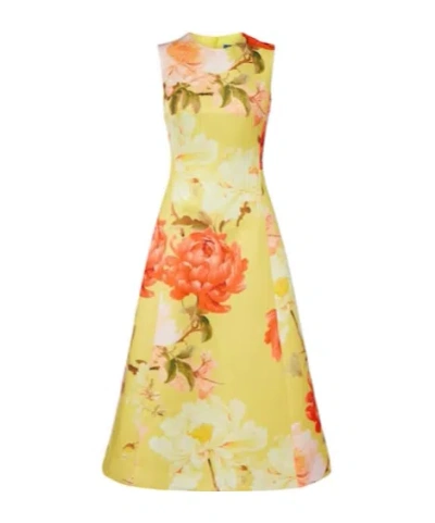 Leo C Floral Midi Dress In Yellow