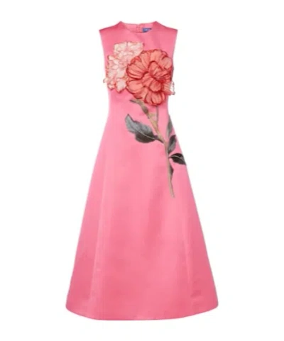 Leo C Floral-appliqué Cocktail Dress In Nude