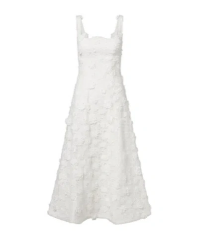 Leo Embroidered Lace Midi Dress In White