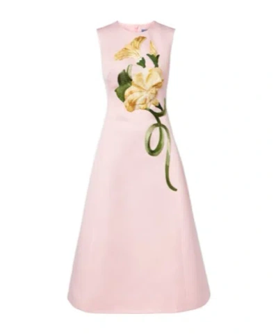 Leo Floral-appliqué Cocktail Dress In Pink