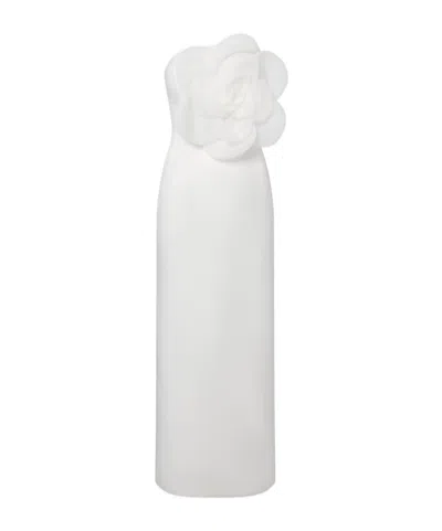 Leo Floral-appliqué Maxi Dress In White