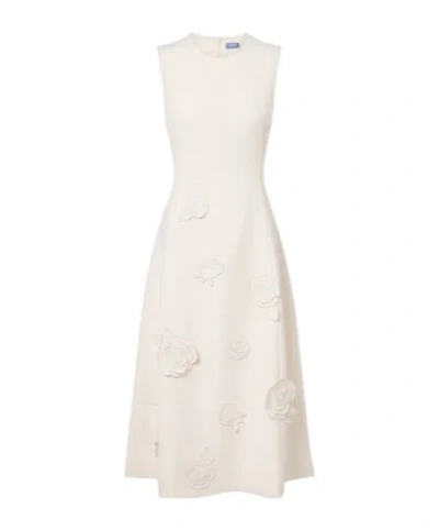 Leo Floral-appliqué Midi Dress In White