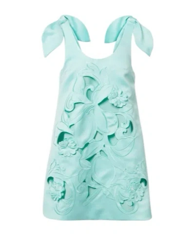 Leo Harper Bow-detail Embroidered Minidress In Blue