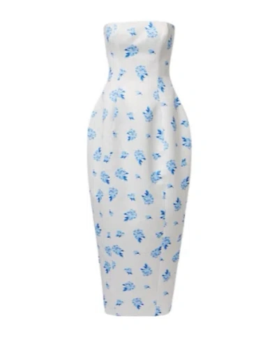 Leo Jessica Floral Bustier Gown In White