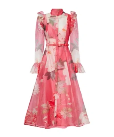 Leo Katrina Floral Midi Dress In Red