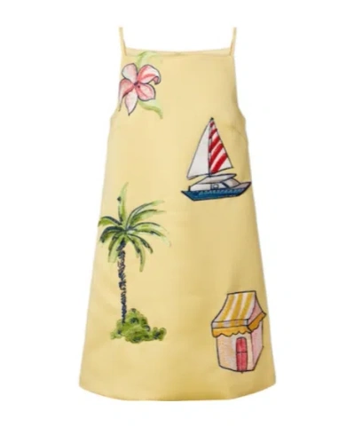 Leo Leia Beaded Patch-appliqué Minidress In Orange