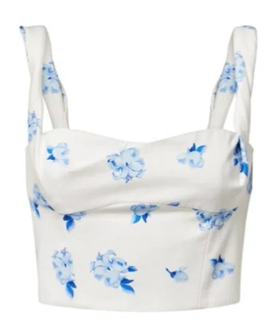 Leo Lexi Floral Cotton Crop Top In Yellow