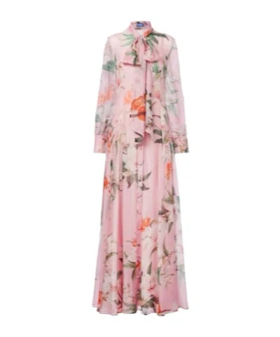 Leo Lilith Bow-detail Floral Chiffon Maxi Dress In Multi