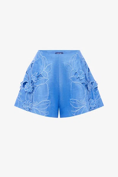 Leo Lin Abby Appliqué Shorts - Azure In Blue