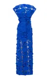 Leo Lin Alena Rosette Lace Maxi Dress In Blue