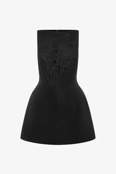 Leo Lin Ali Appliqué Boat Neck Mini Dress - Ebony
