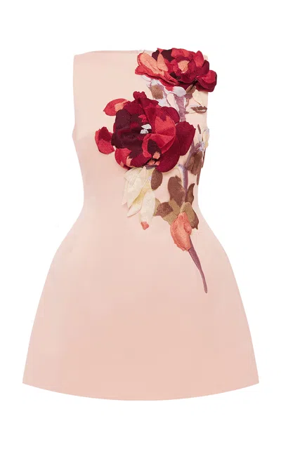 Leo Lin Ali Embroidered Boat Neck Mini Dress - Reverie Print In Nectar In Pink