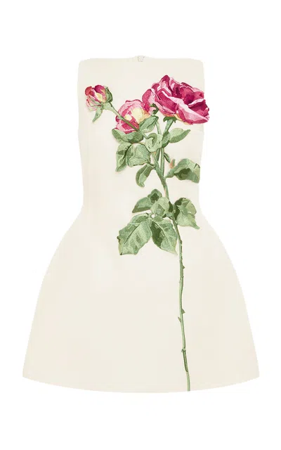 Leo Lin Ali Embroidered Linen-silk Mini Dress In Multi