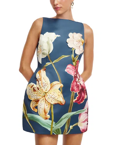 Leo Lin Ali Embroidered Mini Dress In Blue