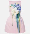 Leo Lin Ali Embroidered Mini Dress Bouquet Print In Pastel Pink