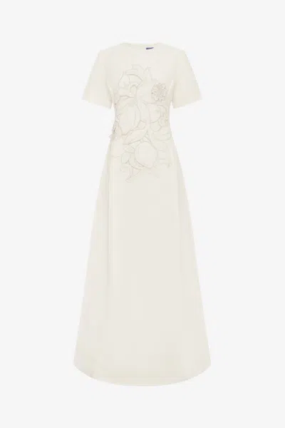 Leo Lin Alice Appliqué Short Sleeve Maxi Dress - Snow In White