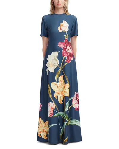 Leo Lin Alice Short Sleeve Maxi Dress In Blue